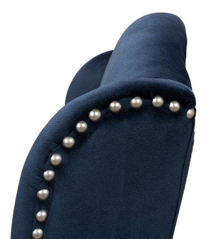 High Back Dining Chair, Blue Velvet