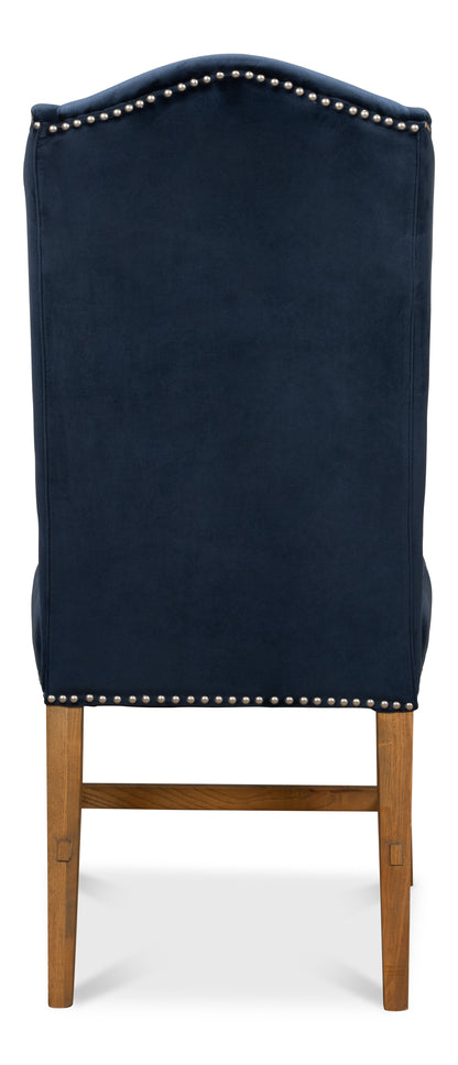 High Back Dining Chair, Blue Velvet