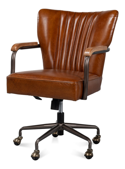 PARKER OFFICE CHAIR, VINTAGE HAVANA LEATHER
