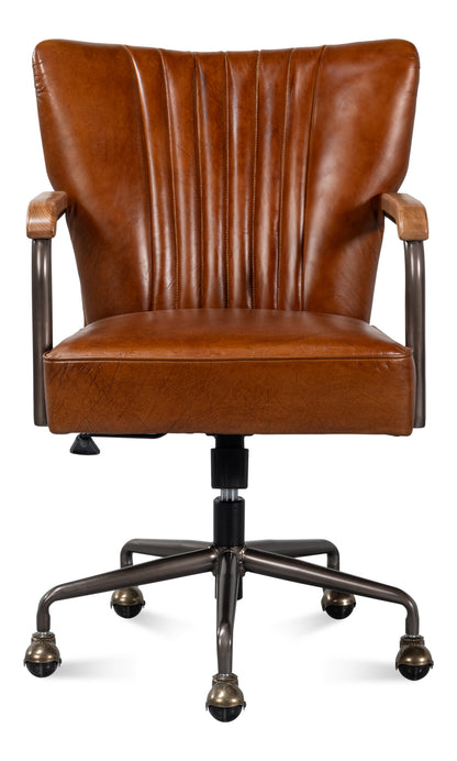 PARKER OFFICE CHAIR, VINTAGE HAVANA LEATHER