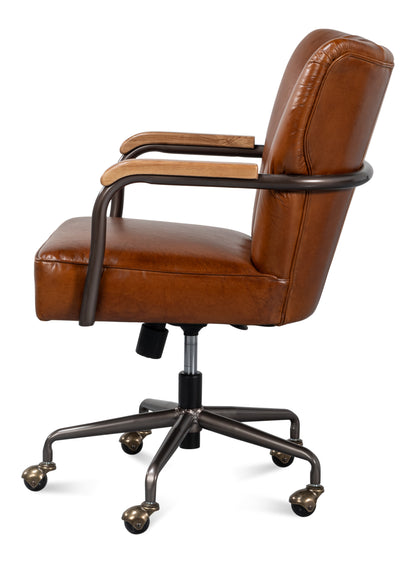 PARKER OFFICE CHAIR, VINTAGE HAVANA LEATHER