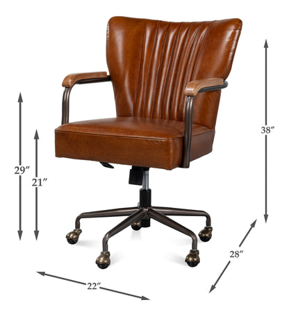 PARKER OFFICE CHAIR, VINTAGE HAVANA LEATHER