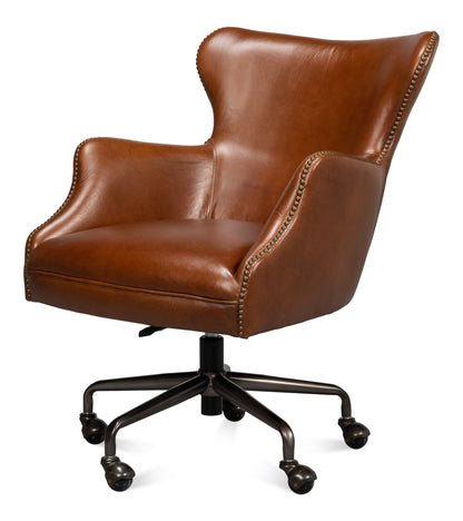 ANDREW JACKSON DESK CHAIR, HAVANA LEATHER