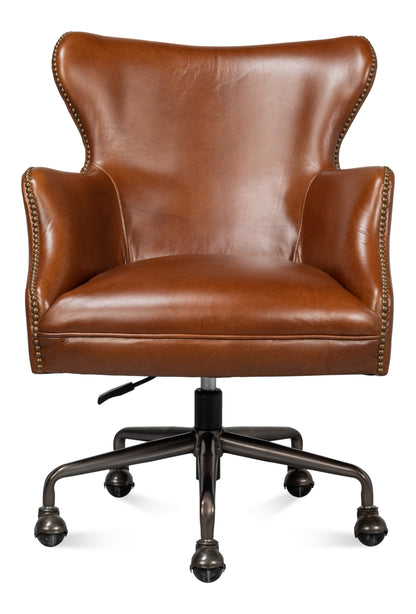 ANDREW JACKSON DESK CHAIR, HAVANA LEATHER