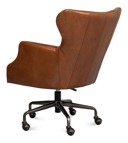 ANDREW JACKSON DESK CHAIR, HAVANA LEATHER