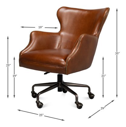 ANDREW JACKSON DESK CHAIR, HAVANA LEATHER