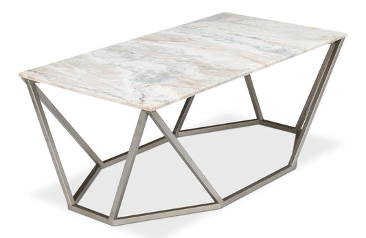 TRAPEZOID COFFEE TABLE, MARBLE TOP