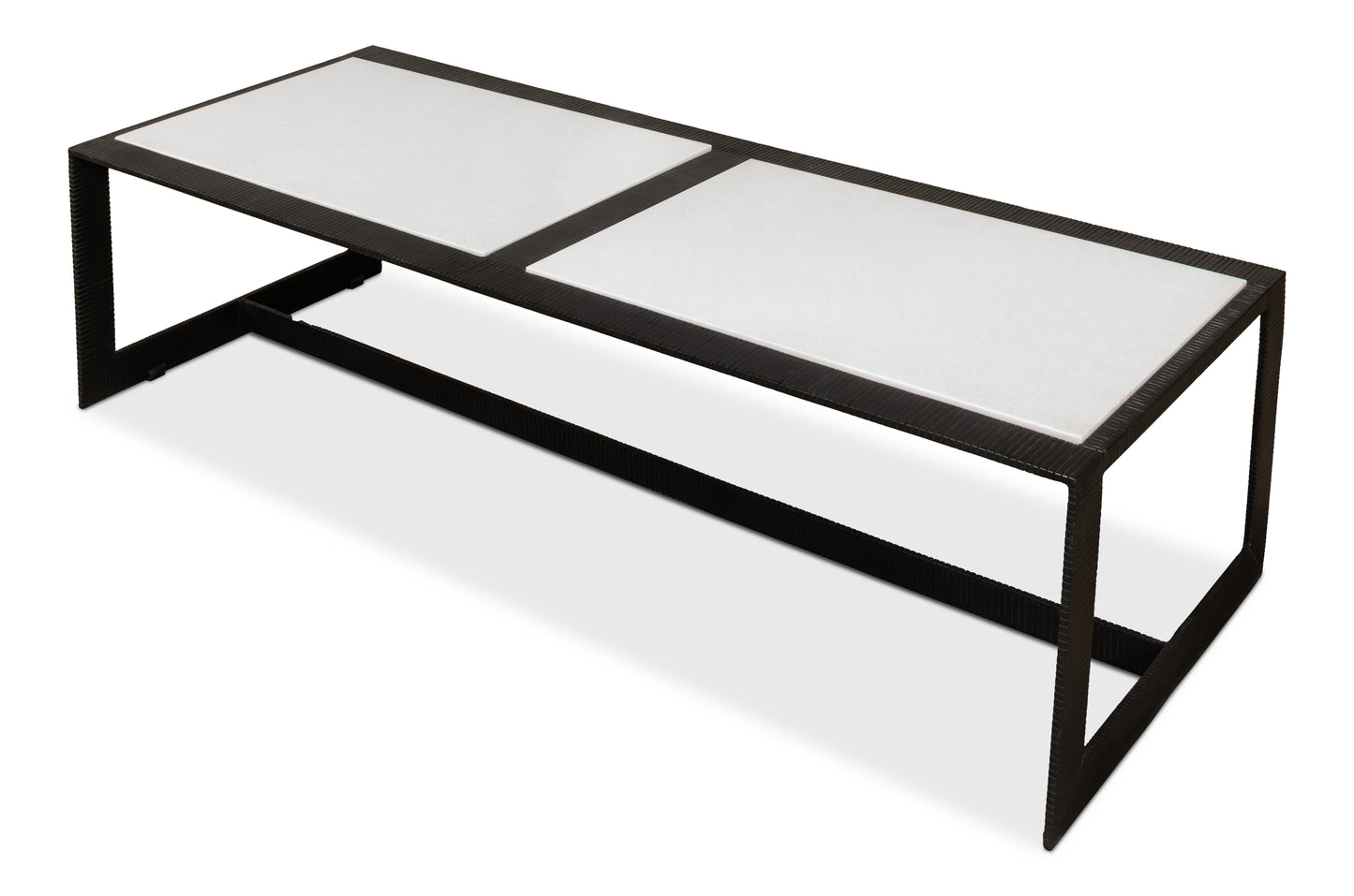 RIDGED IRON RECTANGULAR COFFEE TABLE