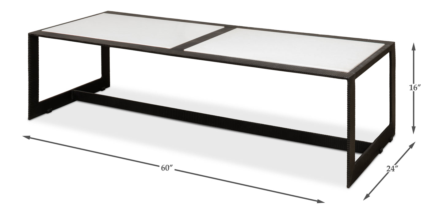 RIDGED IRON RECTANGULAR COFFEE TABLE