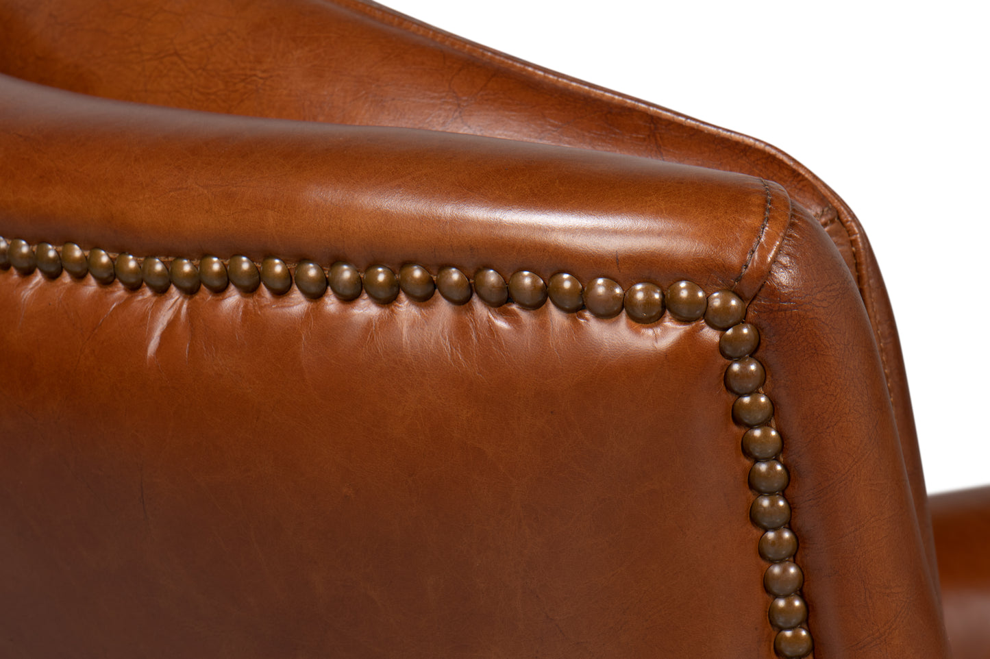 Baker Leather Swivel Chair Havana Lthr