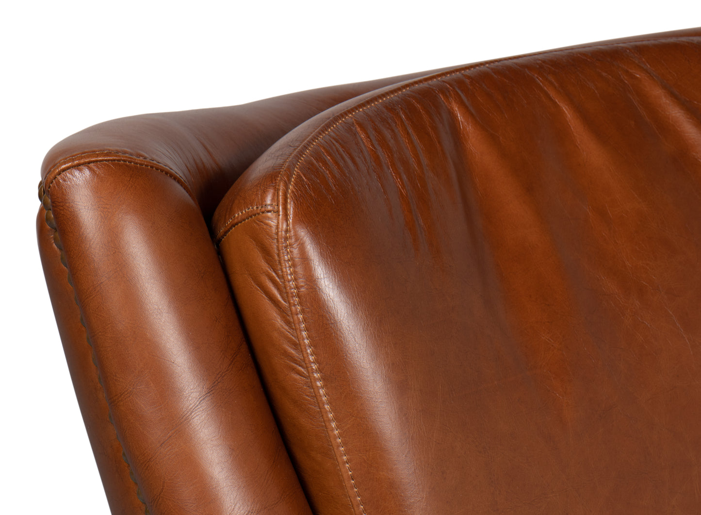 Baker Leather Swivel Chair Havana Lthr