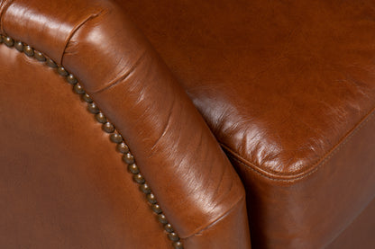 Baker Leather Swivel Chair Havana Lthr
