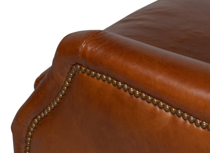 Baker Leather Swivel Chair Havana Lthr
