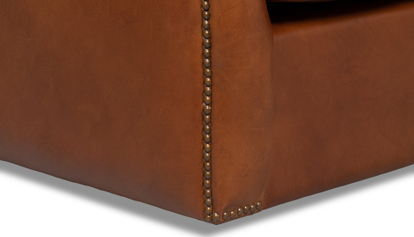 Baker Leather Swivel Chair Havana Lthr