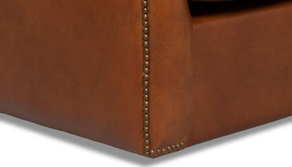 Baker Leather Swivel Chair Havana Lthr