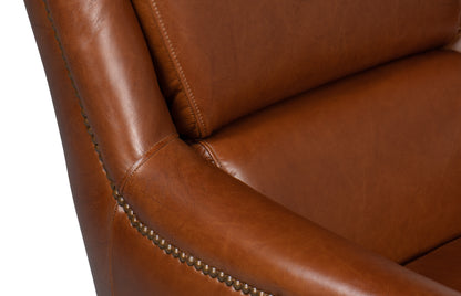Baker Leather Swivel Chair Havana Lthr
