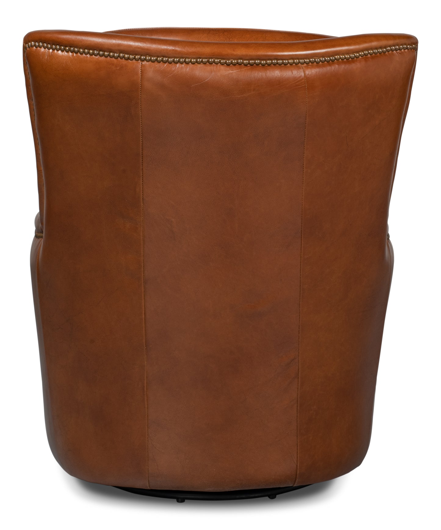 Baker Leather Swivel Chair Havana Lthr