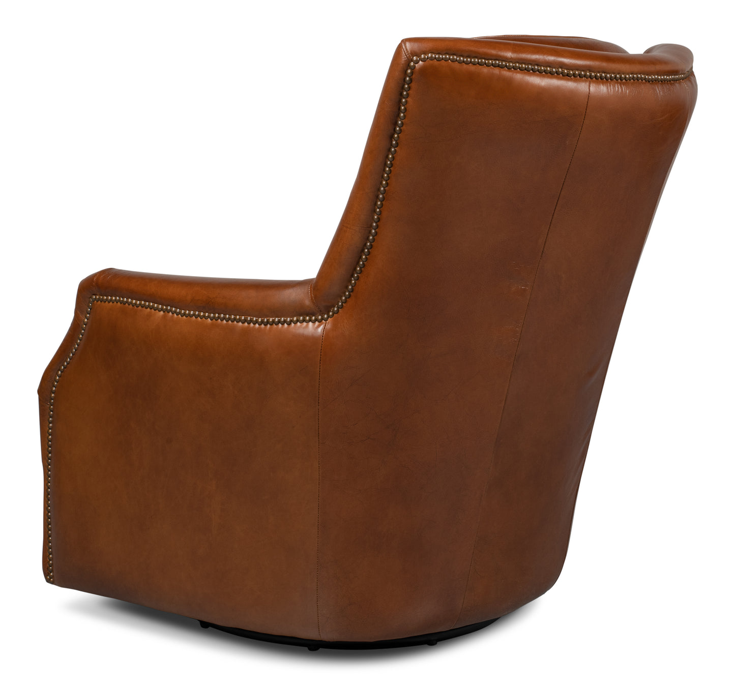 Baker Leather Swivel Chair Havana Lthr