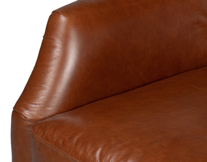 Baker Leather Swivel Chair Havana Lthr
