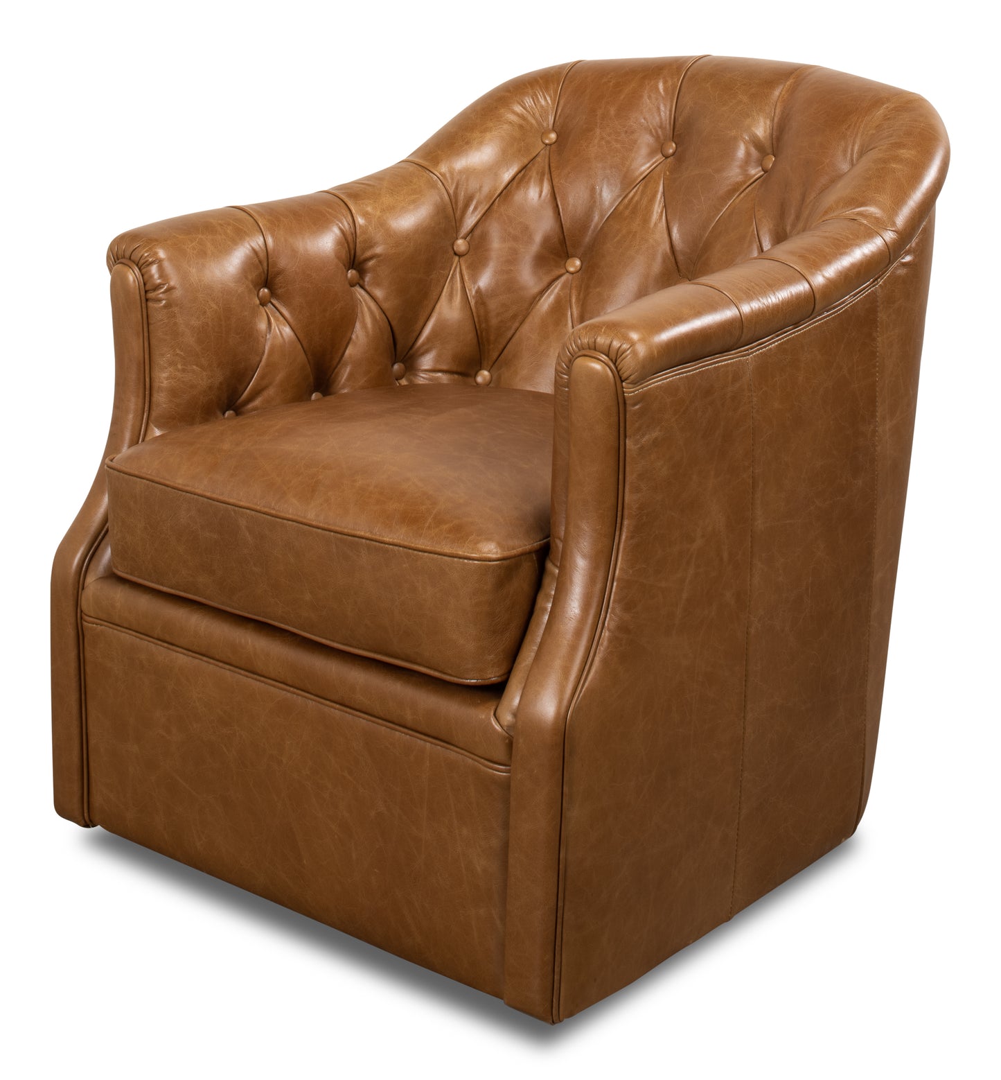 COOLIDGE LEATHER SWIVEL CHAIR, CUBA BROWN