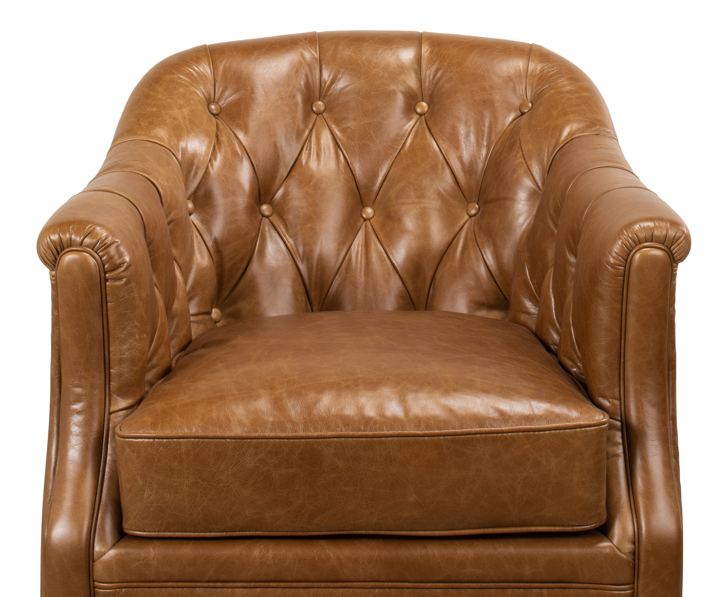 COOLIDGE LEATHER SWIVEL CHAIR, CUBA BROWN