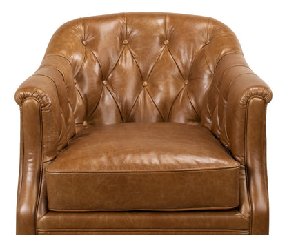 COOLIDGE LEATHER SWIVEL CHAIR, CUBA BROWN