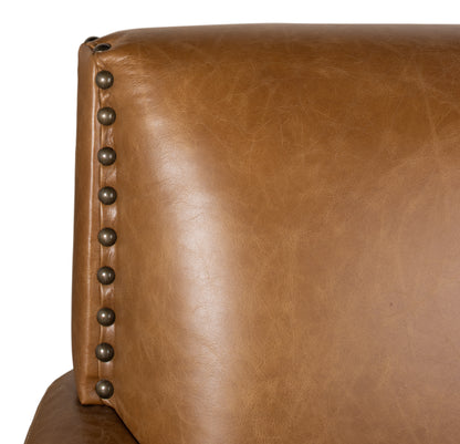 COOLIDGE LEATHER SWIVEL CHAIR, CUBA BROWN