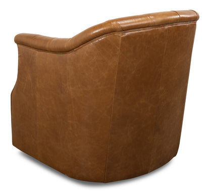 COOLIDGE LEATHER SWIVEL CHAIR, CUBA BROWN