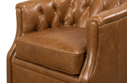 COOLIDGE LEATHER SWIVEL CHAIR, CUBA BROWN