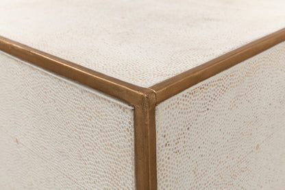 Gideon Shagreen Side Table - Osprey White
