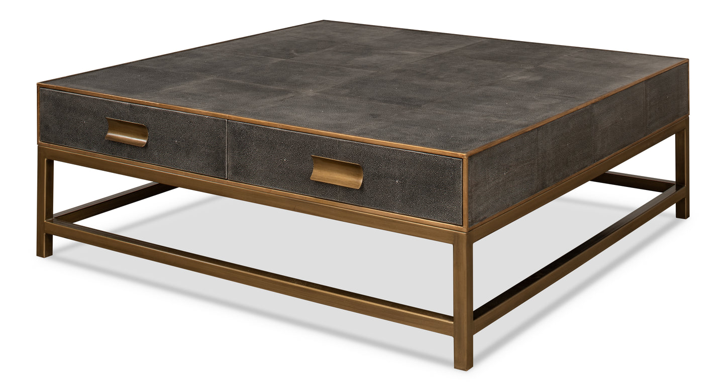 GIDEON SHAGREEN SQUARE COFFEE TABLE - ANTIQUE GREY