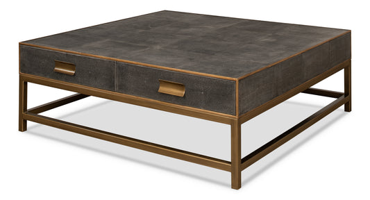 GIDEON SHAGREEN SQUARE COFFEE TABLE - ANTIQUE GREY