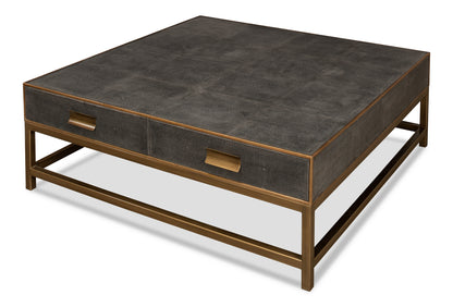 GIDEON SHAGREEN SQUARE COFFEE TABLE - ANTIQUE GREY