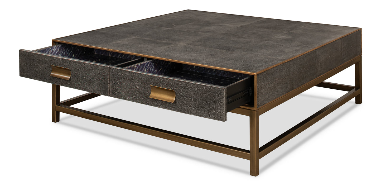 GIDEON SHAGREEN SQUARE COFFEE TABLE - ANTIQUE GREY