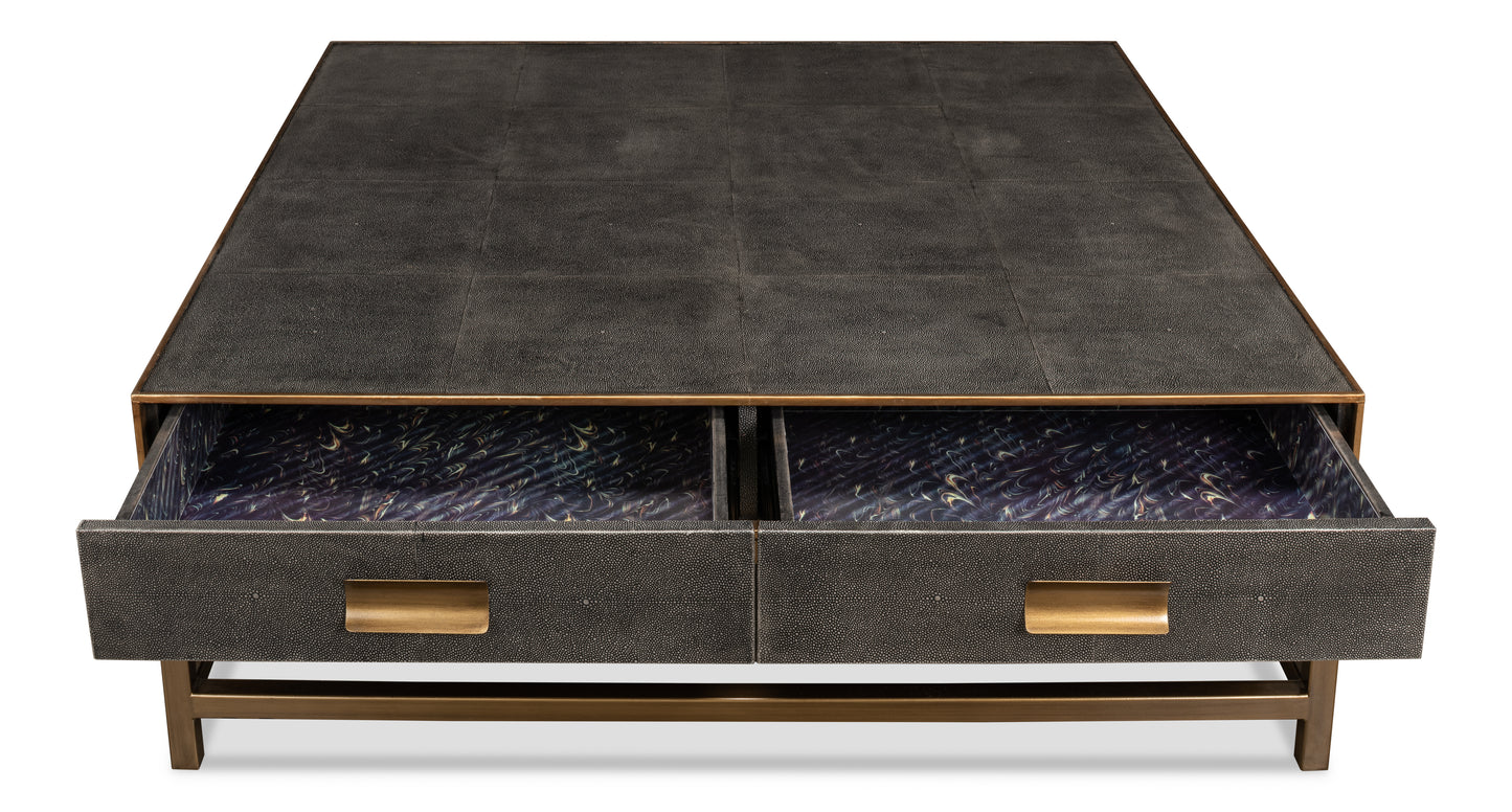 GIDEON SHAGREEN SQUARE COFFEE TABLE - ANTIQUE GREY