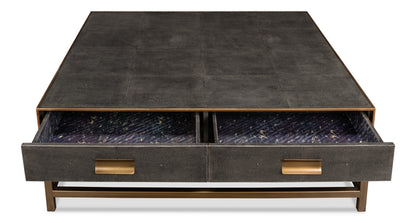 GIDEON SHAGREEN SQUARE COFFEE TABLE - ANTIQUE GREY