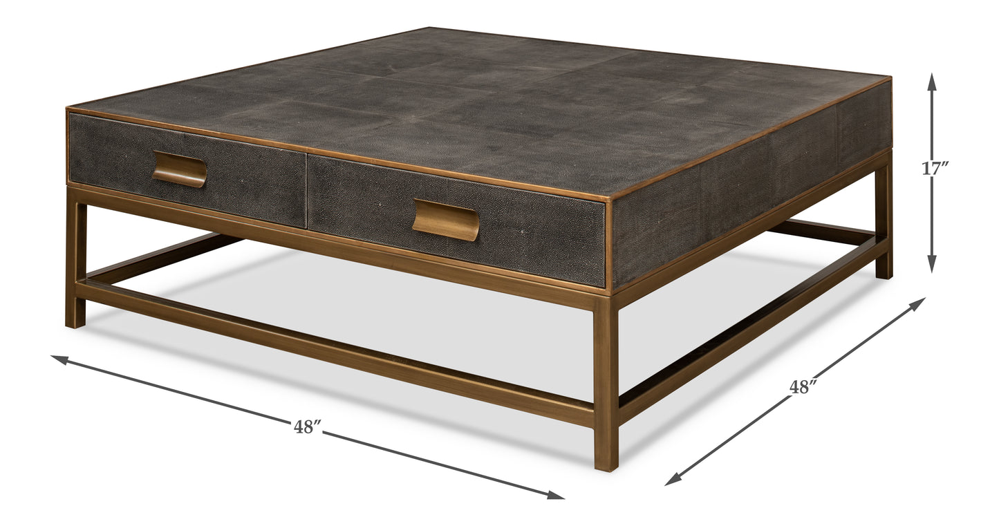 GIDEON SHAGREEN SQUARE COFFEE TABLE - ANTIQUE GREY