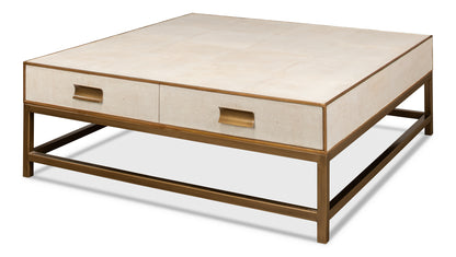 Gideon Shagreen Square Coffee Table - White