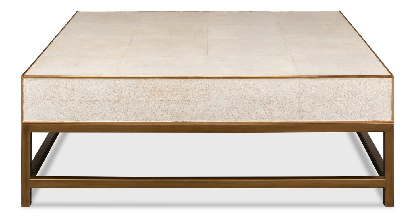 Gideon Shagreen Square Coffee Table - White