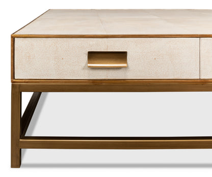 Gideon Shagreen Square Coffee Table - White