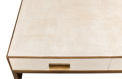 Gideon Shagreen Square Coffee Table - White