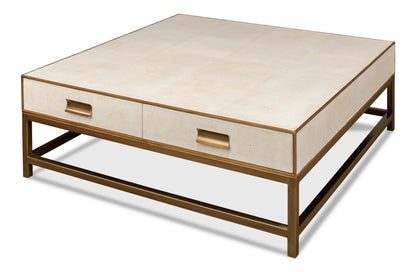 Gideon Shagreen Square Coffee Table - White
