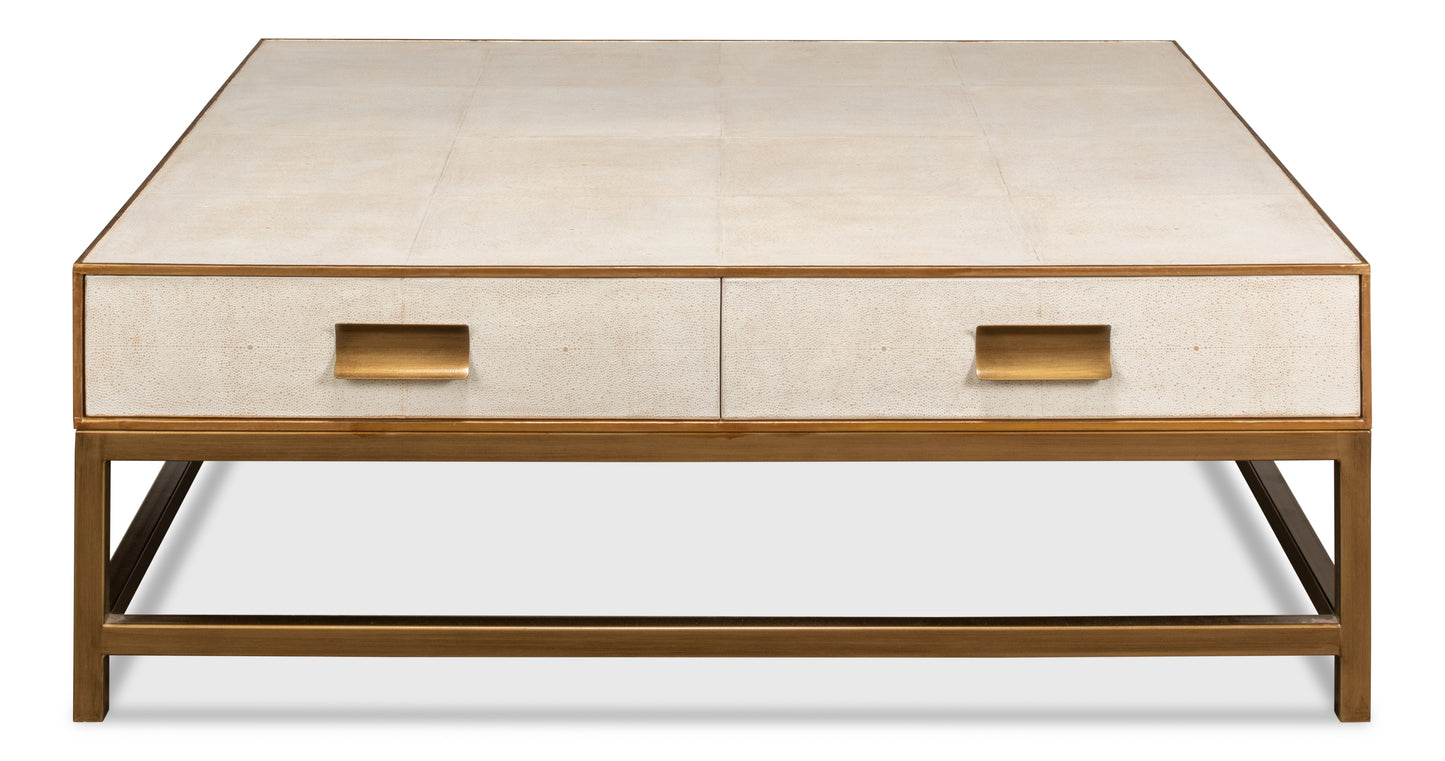 Gideon Shagreen Square Coffee Table - White