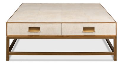 Gideon Shagreen Square Coffee Table - White