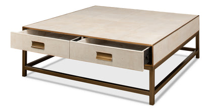 Gideon Shagreen Square Coffee Table - White