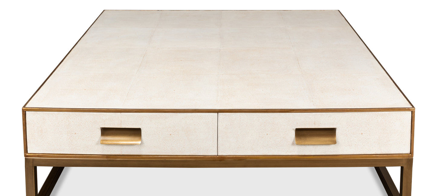 Gideon Shagreen Square Coffee Table - White
