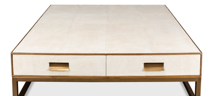 Gideon Shagreen Square Coffee Table - White