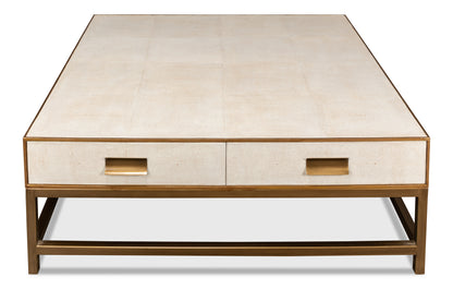 Gideon Shagreen Square Coffee Table - White