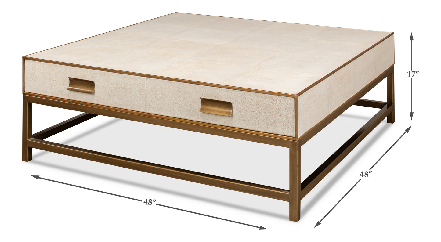 Gideon Shagreen Square Coffee Table - White