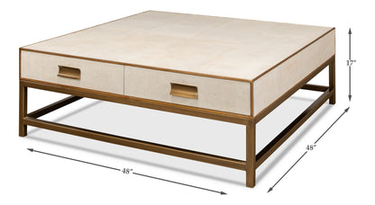 Gideon Shagreen Square Coffee Table - White